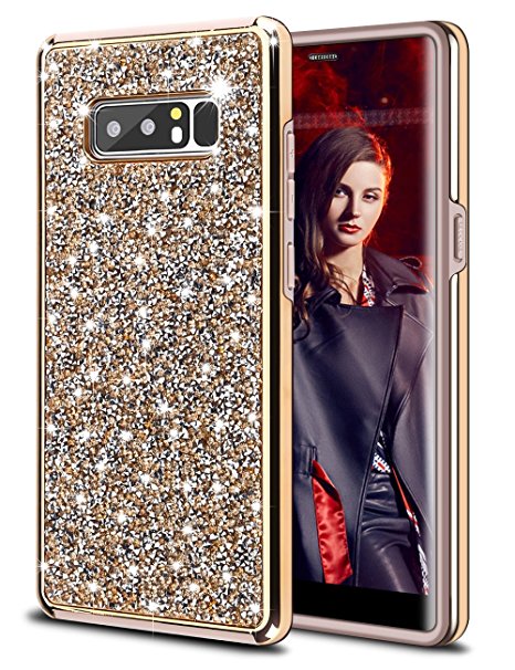 Samsung Galaxy Note 8 Case, HoneyAKE Bling Diamond Sparkly Handmade Crystal Rhinestone Cover Soft TPU Bumper Galaxy Note 8 Protective Case Shockproof Case Cover for Samsung Galaxy Note 8 (Gold)