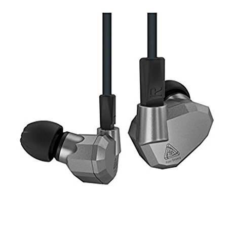 KZ ZS5 Dynamic Hybird Quad Driver High Fidelity In-Ear Headphones, Grey