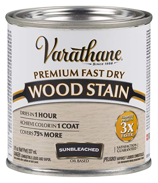 Varathane 262030 Premium Fast Dry Wood Stain, 1/2 Pint, Sunbleached