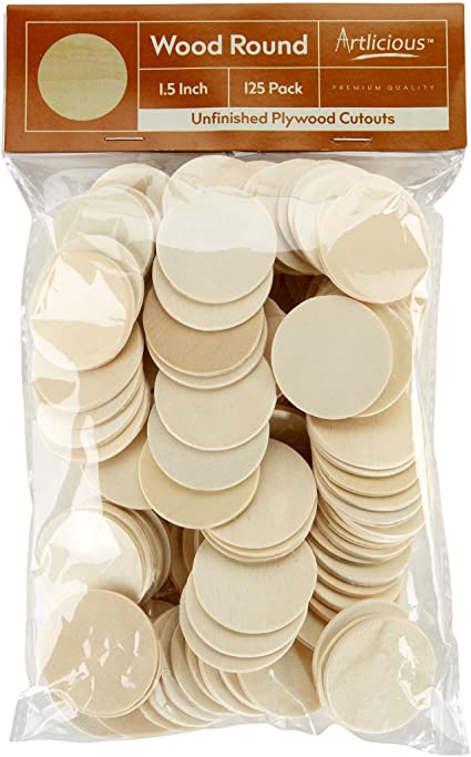 Artlicious - 125 Unfinished Wooden Round Circle Cutouts - 1.5" Plywood Cutouts