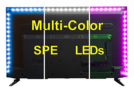 SPE Bias Lighting for HDTV - Small (39in / 1m) - Multi-Color RGB - USB LED Backlight Strip with Dimmer for Flat Screen TV LCD, Desktop Monitors, Kitchen Cabinets