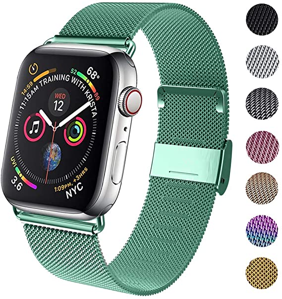 GBPOOT Band Compatible with Apple Watch Band 38mm 40mm 42mm 44mm, Wristband Loop Replacement Band for Iwatch Series 6/SE/5/4/3/2/1,Pine Green,42mm/44mm