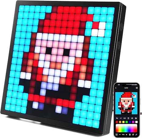 Brizled Smart Pixel Display, Programmable 16 X 16 LED Pixel Art Picture Frame APP Control Digital Clock Customizable Text Pattern Animation Wall/Desk Mount for Christmas Gaming Room Home Office Decor
