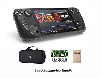 Valve Steam Deck 256GB Handheld Gaming Console with Carring case, Tempered Film and Soft Silicone Protective Case