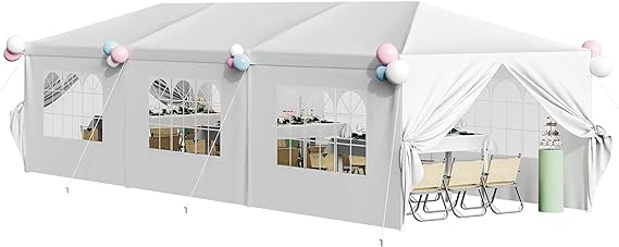 Flamaker Party Tent 10'x30' Outdoor Wedding Canopy Tents for Parties with Removable Sidewalls Heavy Duty Event Booths Waterproof Gazebo Shelter