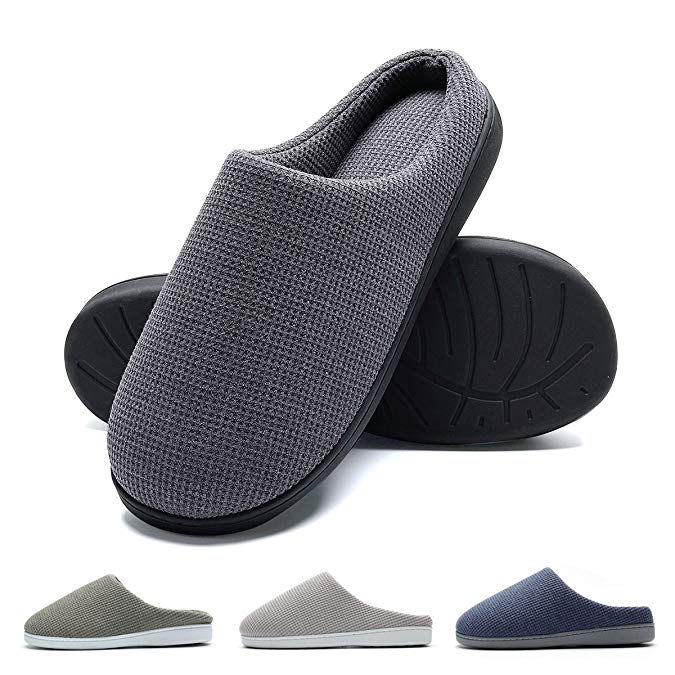 Harrms Men's Slippers Comfort Memory Foam House Slippers Shoes Sandals Anti Slip on Breathable Indoor Outdoor Warm Mules Shoes Summer/Winter, 4 Colors