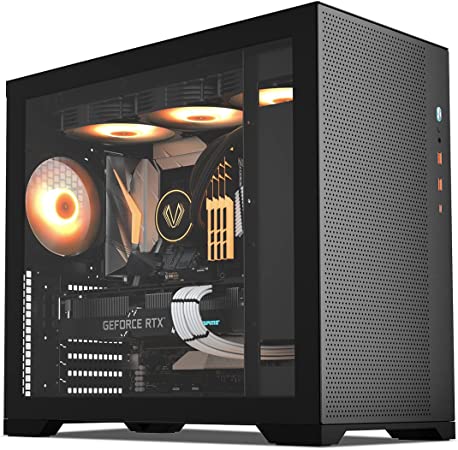 Vetroo AL-MESH-7C Compact ATX PC Case, Front Power Supply, Top 360mm Radiator Support, Type-C & USB 3.0 I/O Panel, High-Airflow Mesh Gaming Case w/ Rear 120mm ARGB & PWM Fan