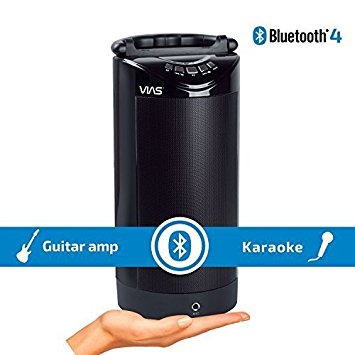 Vias CYLNDR battery powered Bluetooth Wireless Speaker with microphone / instrument input and echo effect – Karaoke Singing – Guitar practice and – personal PA