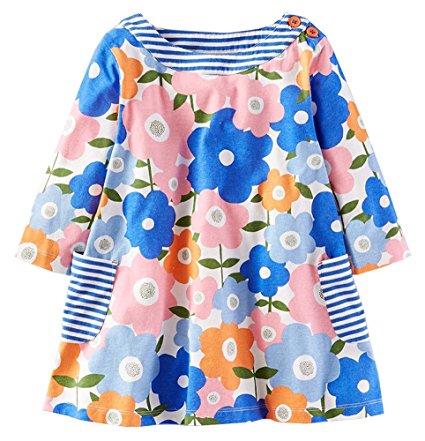 Girls Cotton Longsleeve Party Dresses Special Occasion Cartoon Print by Fiream