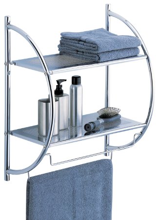 Organize It All 2-Tier Shelf with Towel Bars (1753), Metallic