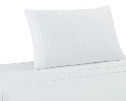 DELANNA Jersey Knit Sheet Set Soft, Breathable, Cotton Rich T-Shirt Weave (White, Twin)