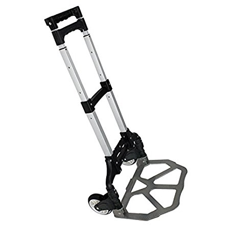 Super Deal Folding Luggage Cart Hand Trolley Wheel Cart Ideal Personal 170lb Capacity Aluminum Cart Folding Dolly w/ Telescopic Handle Folding Hand Truck Moving Warehouse Collapsible Trolley (black)
