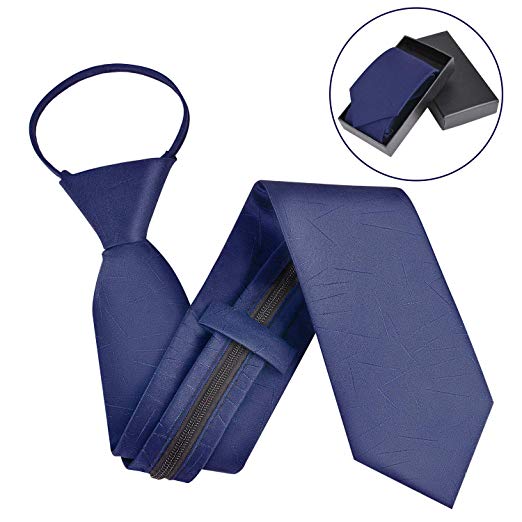 Zipper Tie,Formal Necktie Classic Tie Adjustable Business Tie with Box for Men