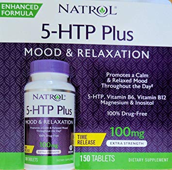Natrol 5-HTP Plus Mood and Relaxation Enhancer, 100mg, 150 Time Release Tablets