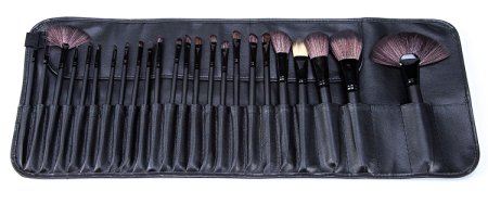LOUISE MAELYS 24pcs Cosmetic Brush Set Beauty Makeup Kit   PU Leather Roll Pouch