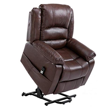 Homegear Air Leather Heavy Duty Dual Motor Power Lift Electric Recliner Chair for Users up to 770lbs, Brown