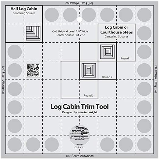 Creative Grids Quilt Ruler Log Cabin Trim Tool for 8" Finished Blocks (CGRJAW1)