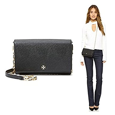 Tory Burch Robinson Chain Wallet in Black