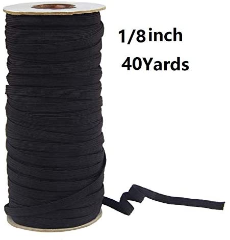 NIKB ElasticBand (1/8 inch 40-Yards, Black) Braided Elastic Cord//Elastic Rope/Heavy Stretch Knit Elastic Spool