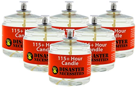 115 Hour Plus Emergency Candles (Set of 6) | Long-Burning Clear Mist - Smoke & Odor Free | Indoor & Outdoor use | Emergency Lighting Guide Included