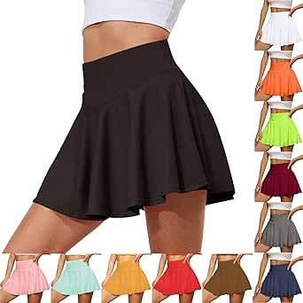 Athletic Skorts for Women with Pockets Pleated Tennis Golf Skirt Tummy Control Yoga High Waisted Skirt with Shorts