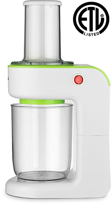 Gourmia GS325 Electric Vegetable Spiralizer - Veggie Pasta Noodle Maker - 3 Blades - Wide Mouth Feeder - Green - Free Recipe Book