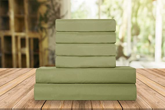 Elegant Comfort Luxury Soft Bed Sheets 1500 Thread Count Percale Egyptian Quality Softness Wrinkle and Fade Resistant (6-Piece) Bedding Set, King, Olive Green, ZMM-6PC-King-Sage