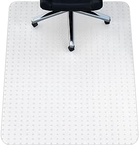 NINJA Easy Glide Office Chair Mat for Carpet, Ultra Strong Slip Resistant Under Desk Protector, No Divot Plastic Rolling Computer Mats, Semi Transparent Design 36x48 Inch, Clear Mat