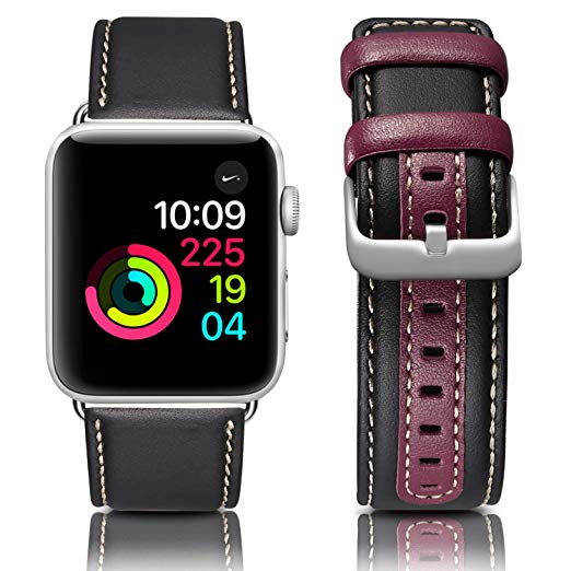 ESeekGo Leather Band Compatible for Apple Watch Band 42mm 44mm 38mm 40mm, Genuine Leather Replacement Strap Wristband Compatible with Apple Watch Series 4 3 2 1 Edition Sport for Women Men