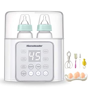 Baby Bottle Warmer, Homeleader Double Bottle 6-in-1 Breast Milk Warmer and Defrost, Fast Baby Food and Formula Heater with Temperature Control, 24 Hours Constant Mode