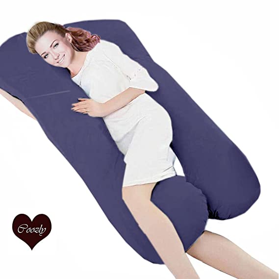 Original Coozly Premium Lyte Navy Body Contour Pregnancy Pillows with Cotton Zippered Covers SF2