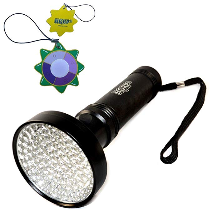 HQRP Powerful LED UV Flashlight 100 LED 390 nm Wavelength for Search a Wounded Prey plus HQRP UV Meter