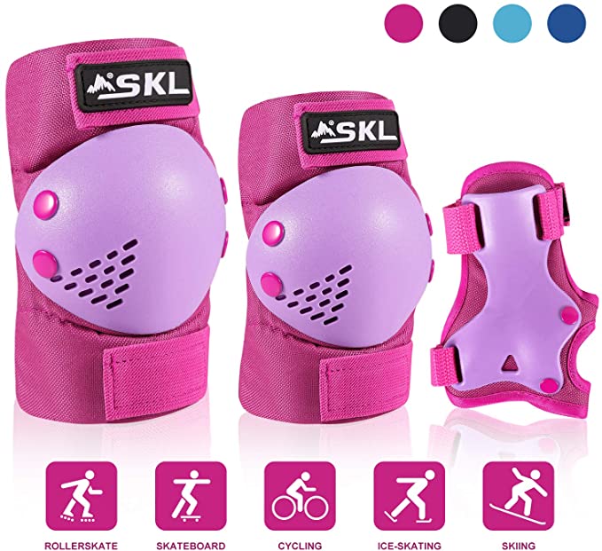 SKL Kids/Child Knee Pads Set, Knee Pad Elbow Pads Guards Protective Gear Set for Skateboard, Cycling, BMX Bike,Rollerblade Roller Skates, Inline Skatings, Scooter Riding Sports