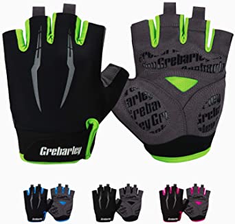 Grebarley Cycling Gloves for Men Women Bike Gloves MTB Gloves Mountain Bike Gloves Anti-slip Shock-absorbing Breathable Half Finger Bicycle Biking Gloves