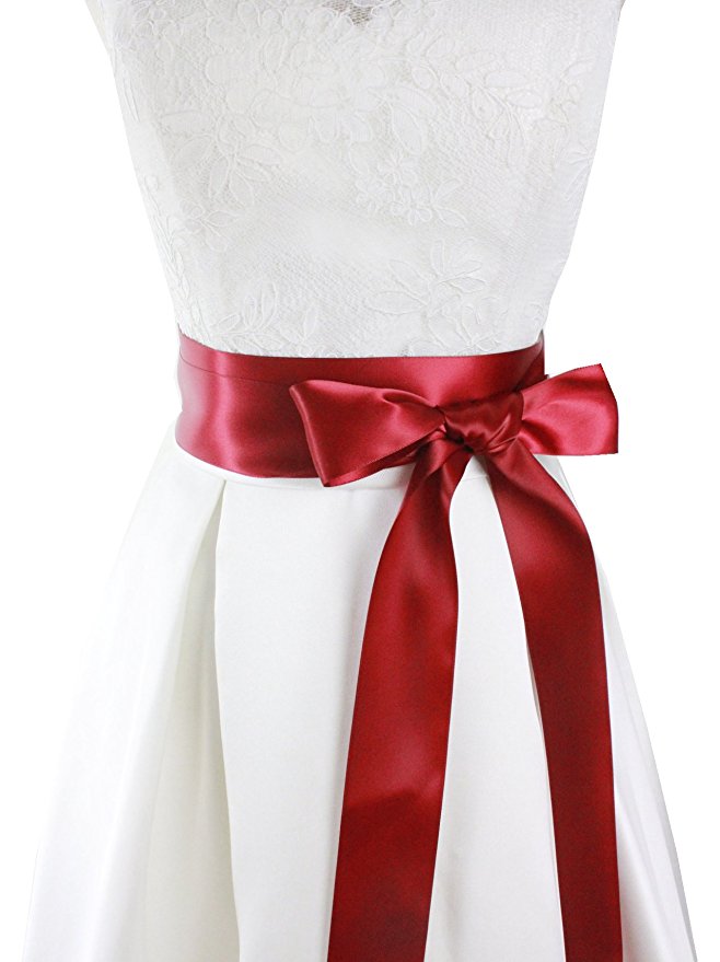 Wedding Sash Bridal Belts Simple Classic Silk Ribbon Sash for Dress 2" Wide