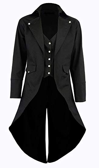Darkrock Men's Cotton Twill Steampunk Tailcoat Jacket Goth Victorian Coat/Trench