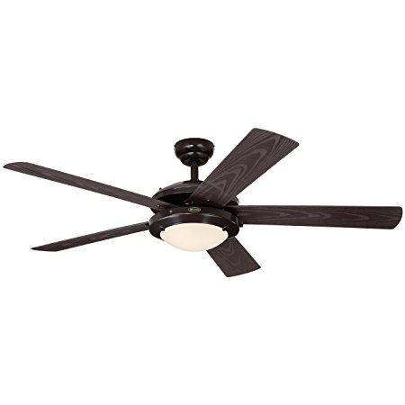 Westinghouse 7200700 Comet Two-Light 52" Five-Blade Indoor/Outdoor Ceiling Fan, Espresso with Frosted Glass