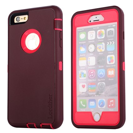 Iphone 6 Plus Case Lordther? Shock-resistant Dustproof Armor Case Cover [ONLY for Iphone 6 Plus] (Wine Red Rose)
