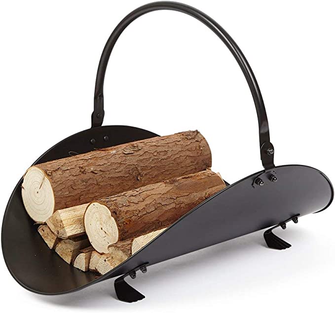 Amagabeli Fireplace Log Holder Indoor Firewood Carrier Metal Wood Rack Holders Tools Covers Fire Wood Basket Container Sets Ash Bucket and Carrying Bag Black Hearth Fireset Birch Outdoor Basket