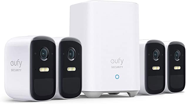 eufy Security eufyCam 2C Pro 4-Cam Kit Security Camera Outdoor, Wireless Home Security System with 2K Resolution, HomeKit Compatibility, 180-Day Battery Life, IP67, Night Vision, and No Monthly Fee.