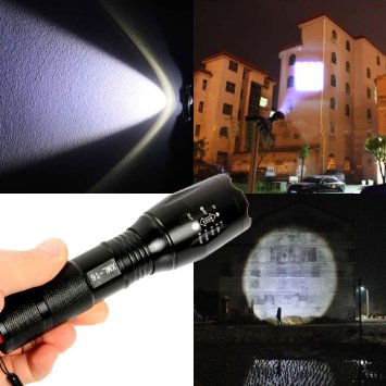2500 Lumen Zoomable Cree XML T6 LED 18650 Flashlight Focus Torch Lamp Adjustable (Black)