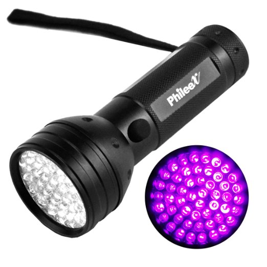 Phileex 395 nM 51 UV Ultraviolet LED flashlight Blacklight 3 AA Battery with feature Currency Detector