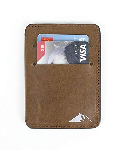 Leather Front Pocket Mens Wallet by Rugged Material - Slim Minimalist RFID Blocking Wallet