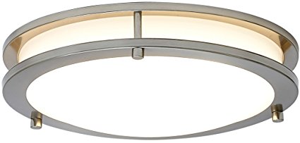 NEW Modern Round LED Ceiling Light | Contemporary Sleek Circular Design | Frosted Fixture with Brushed Aluminum | 3000K Warm White Dimmable LED 12"