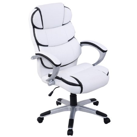 Giantex Ergonomic PU Leather High Back Executive Computer Desk Task Office Chair (White)