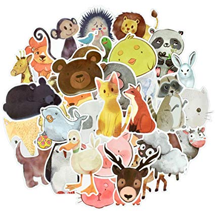 QTL Watercolor Animal Vinyl Stickers Bomb Laptop Water Bottle Folders Toys for Kids(50Pcs/Pack)