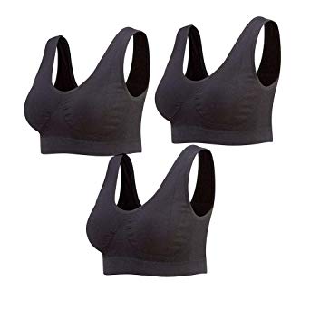 Lemef 3-Pack Seamless Sports Bra Wirefree Yoga Bra with Removable Pads for Women