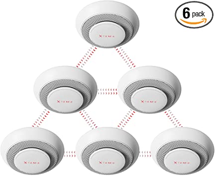 X-Sense 10 Years Battery Wireless Interconnected Combination Smoke Carbon Monoxide Detector Alarm with , Large Silence Button, Over 820 ft Transmission Range, XP01-W, 6-Pack