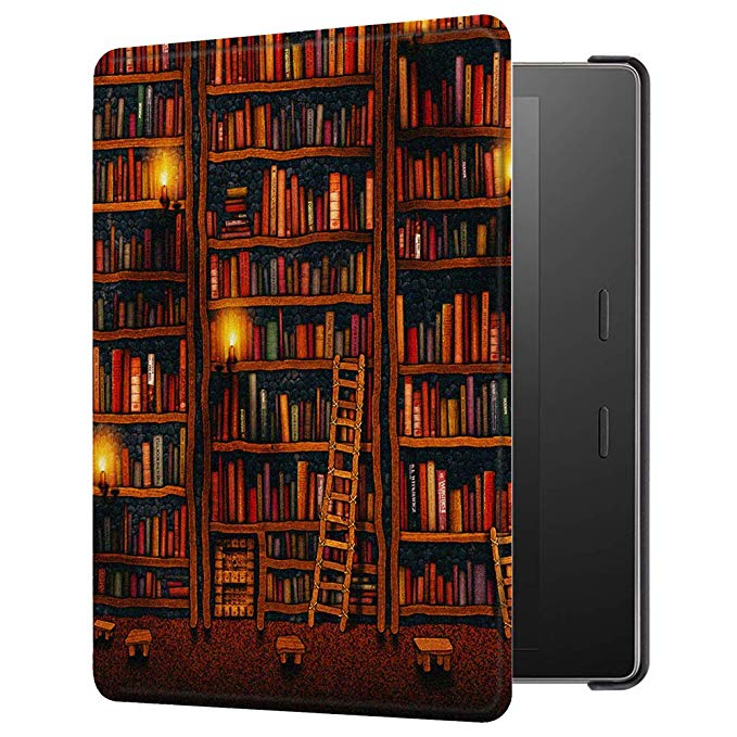 Huasiru Painting Case for Amazon Kindle Oasis 2017 (7 inches, 9th Generation 2017 Released) Cover with Auto Sleep/Wake, Library