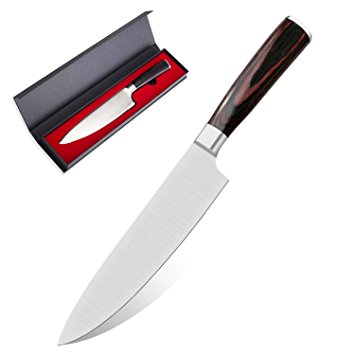 Outeam Chef Knife - Professional 8 Inch with High Carbon Stainless Steel, sharp Cutlery, Wood Forged Handle, Best Chef Knife Set for Slicing, Dicing, Chopping, and Mincing - Ideal Gift Box